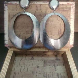 Brushed Metal Dangling Earrings. Handmade.